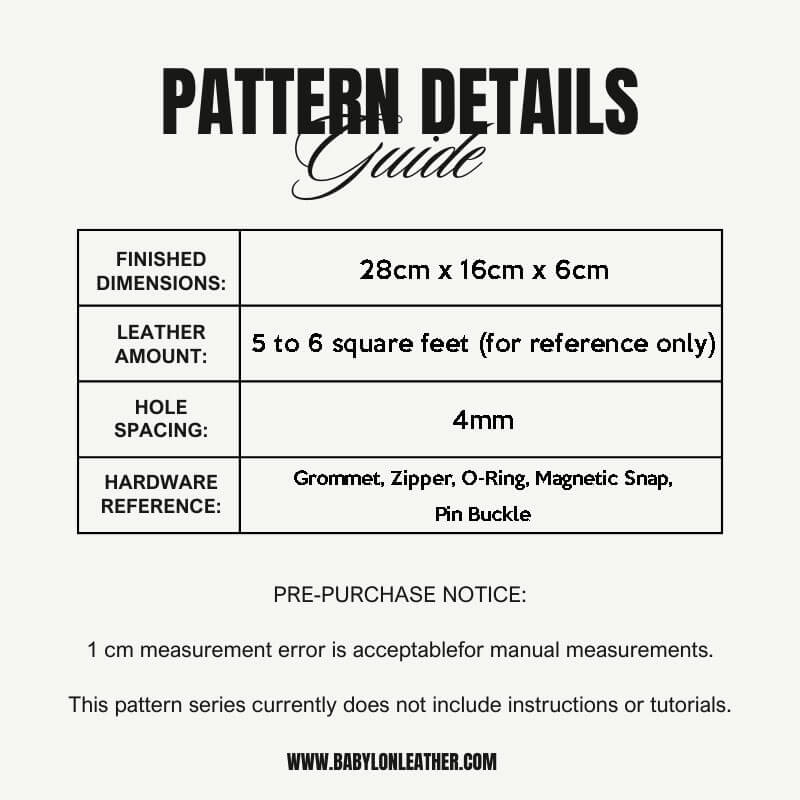 BABYLON™ Baguette Bag Sewing Pattern AAB - 655 - Babylon LeatherBabylon LeatherAAB - 655 - Kraft Board