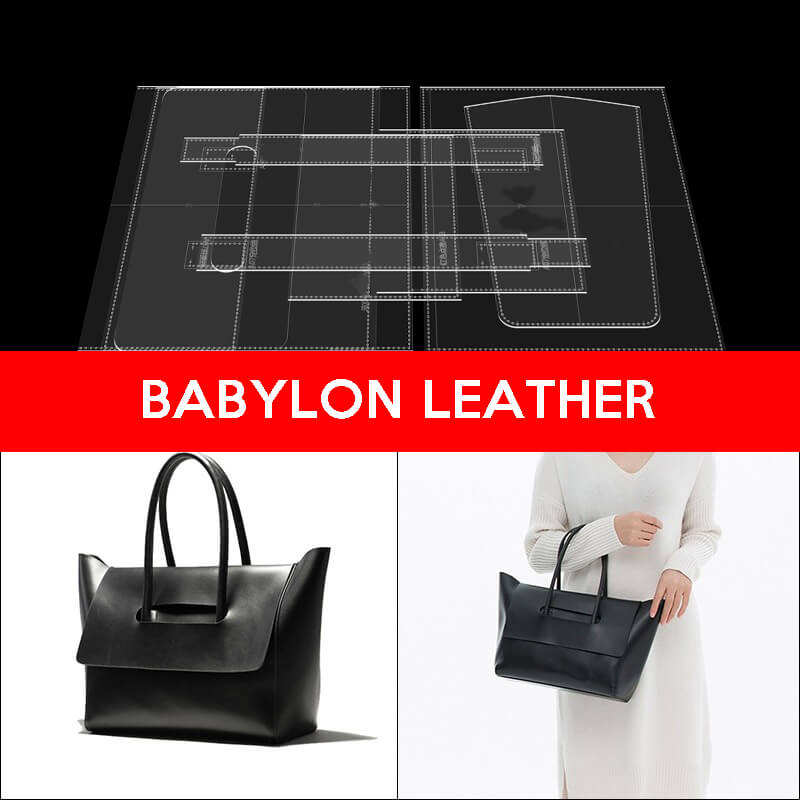 BABYLON™ Black Tote Bag Leather Craft Pattern JBX - 03 - Babylon LeatherBabylon LeatherJBX-03-Kraft Board