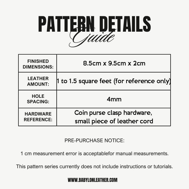 BABYLON™ Coin Purse Pattern AAB - 166 - Babylon LeatherBabylon LeatherAAB - 166 - Kraft Board