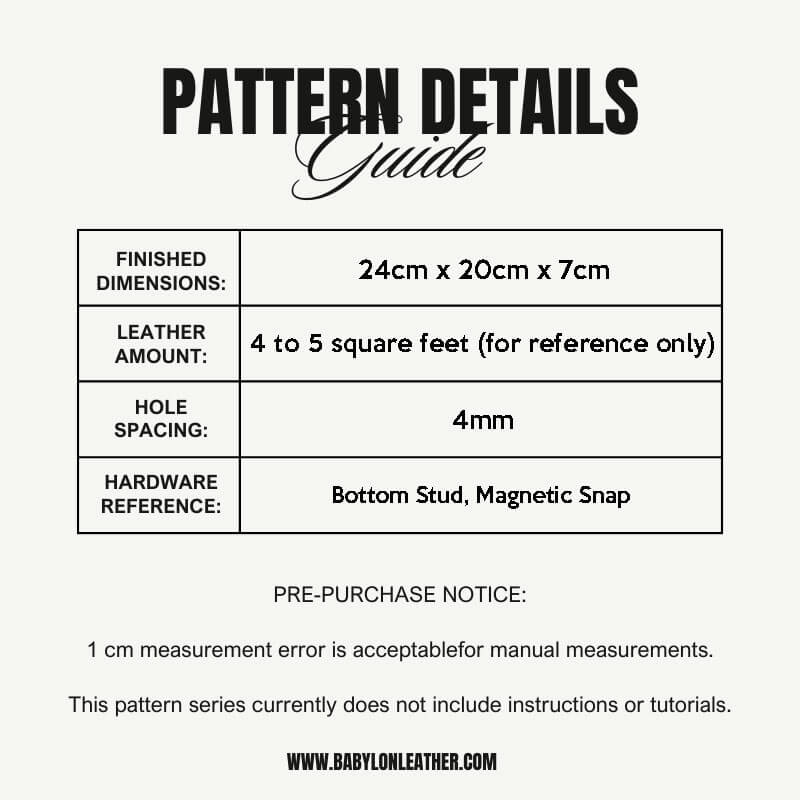 BABYLON™ Cute Ladies' Handbag Pattern AAB - 499 - Babylon LeatherBabylon LeatherAAB - 499 - Kraft Board