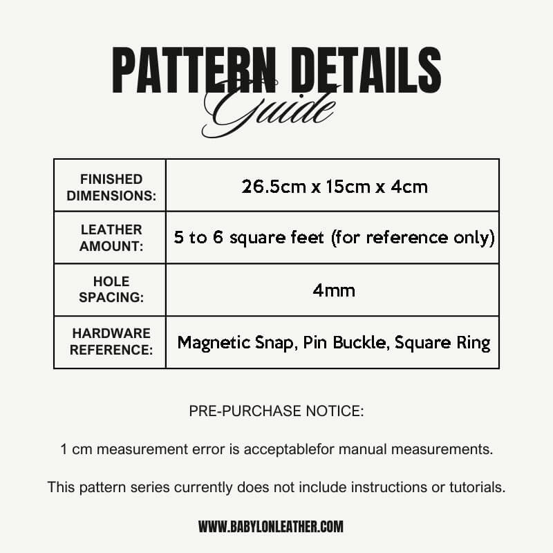 BABYLON™ Leather Baguette Bag DIY Pattern AAB - 653 - Babylon LeatherBabylon LeatherAAB - 653 - Kraft Board
