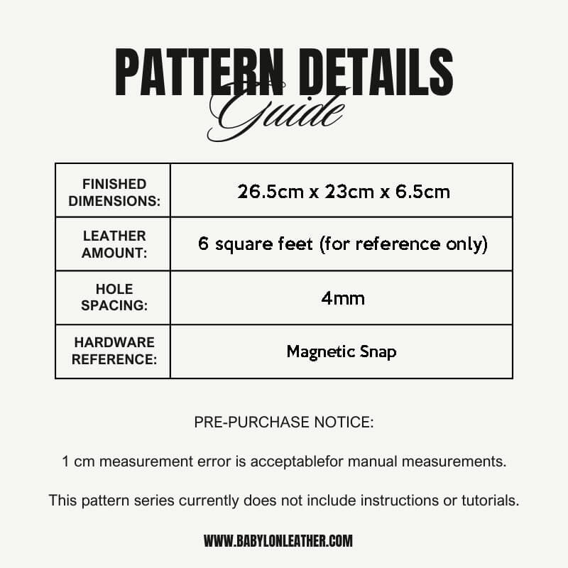BABYLON™ Leather Shoulder Tote Bag Making Pattern AAB - 800 - Babylon LeatherBabylon LeatherAAB - 800 - Kraft Board