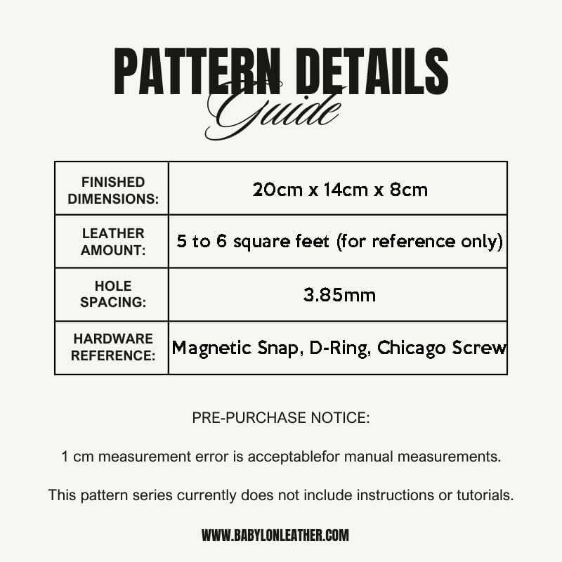 BABYLON™ Simple Leather Handbag Pattern AAB - 642 - Babylon LeatherBabylon LeatherAAB - 642 - Kraft Board