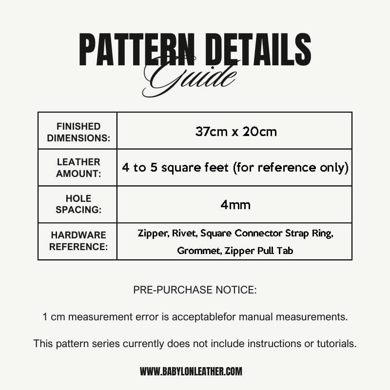 BABYLON™ Sling Bag Leather Crafting Pattern AAB - 534 - Babylon LeatherBabylon LeatherAAB - 534 - Kraft Board