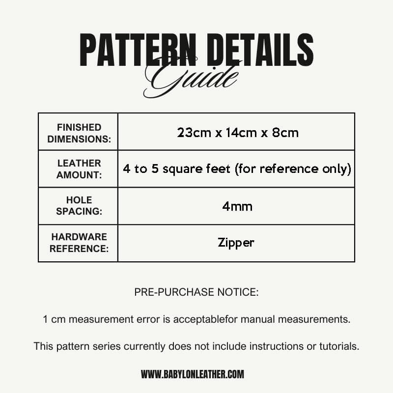 BABYLON™ Small Clutch Handbag Making Pattern AAB - 722 - Babylon LeatherBabylon LeatherAAB - 722 - Kraft Board