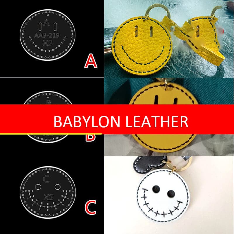 BABYLON™ Smiley Face Keychain Pendant Pattern AAB - 219 - Babylon LeatherBabylon LeatherAAB - 219 - Kraft Board - A