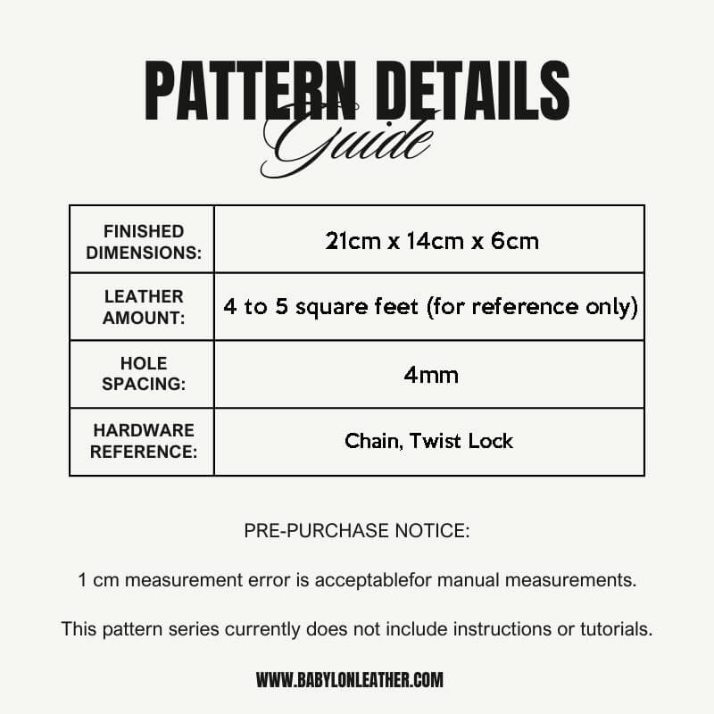 BABYLON™ Square Chain Shoulder Bag Making Pattern AAB - 833 - Babylon LeatherBabylon LeatherAAB - 833 - Kraft Board