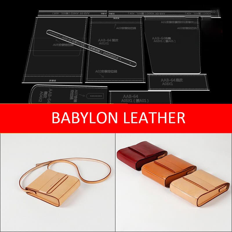 Square Crossbody Bag Leather Making Pattern AAB-64