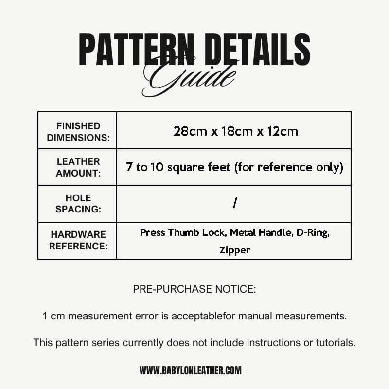 BABYLON™ Square Handbag Handmade Gift Making Pattern AAB - 211 - Babylon LeatherBabylon LeatherAAB - 211 - Kraft Board
