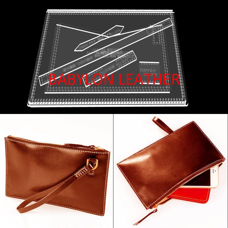 BABYLON™ Unisex Zippered Leather Clutch Pattern AAB - 726 - Babylon LeatherBabylon LeatherAAB - 726 - Kraft Board