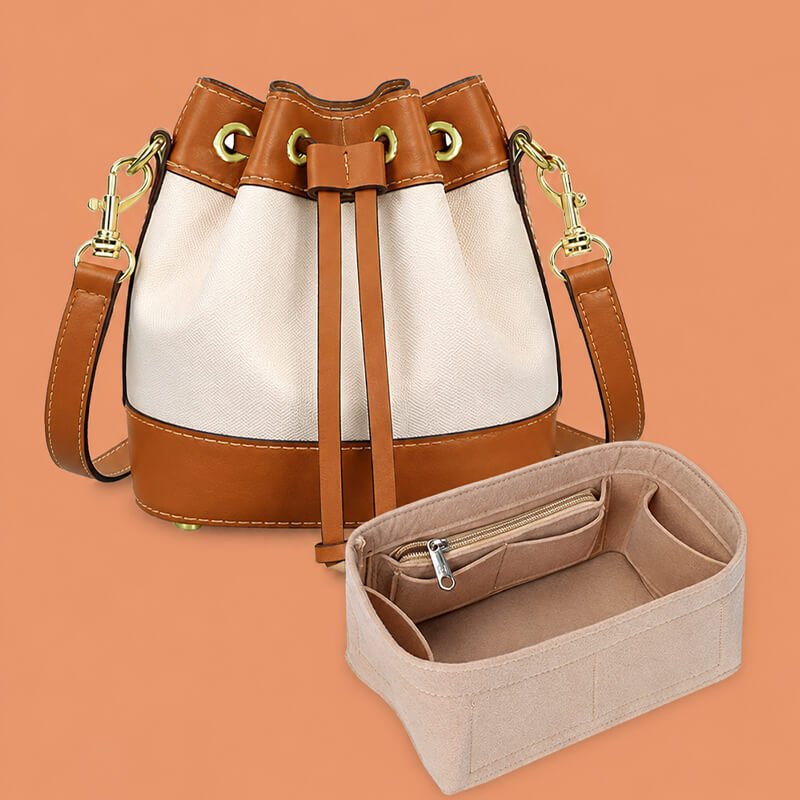 Bag Insert Organizer for LV Bella-Style Bucket Bags - Babylon LeatherBabylon LeatherQZ18-Khaki-With Lid