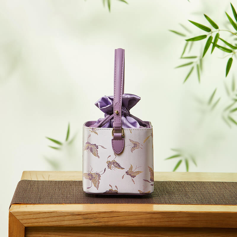 Balanced Heart Leather and Silk Handbag Bucket Bag – Babylon Leather - Babylon LeatherBabylon LeatherTX215-Purple