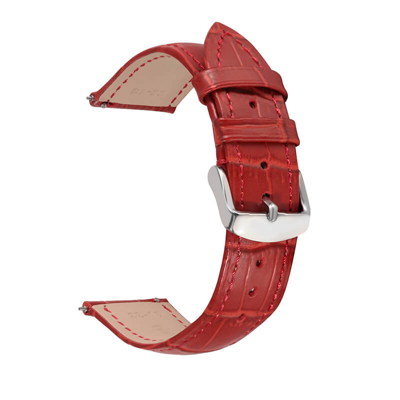 Bamboo-Textured Top Grain Leather Quick Release Watch Strap for Huawei GT2, Honor and Amazfit – Babylon Leather - Babylon LeatherBabylon LeatherOL13-Red-12 mm