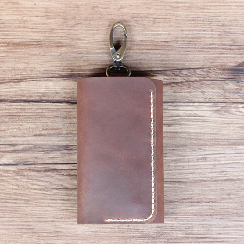 Belt-Loop Key Wallet Crazy Horse Leather DIY Kit – Babylon Leather - Babylon LeatherBabylon LeatherCY41-Brown-With Hook