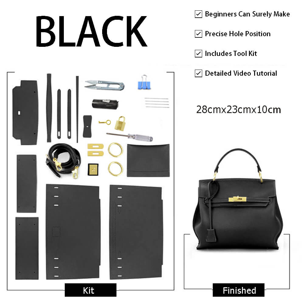 Birkin Laptop Leather Bag DIY Kit – Babylon Leather - Babylon LeatherBabylon LeatherSY58-Black-Color-Matched