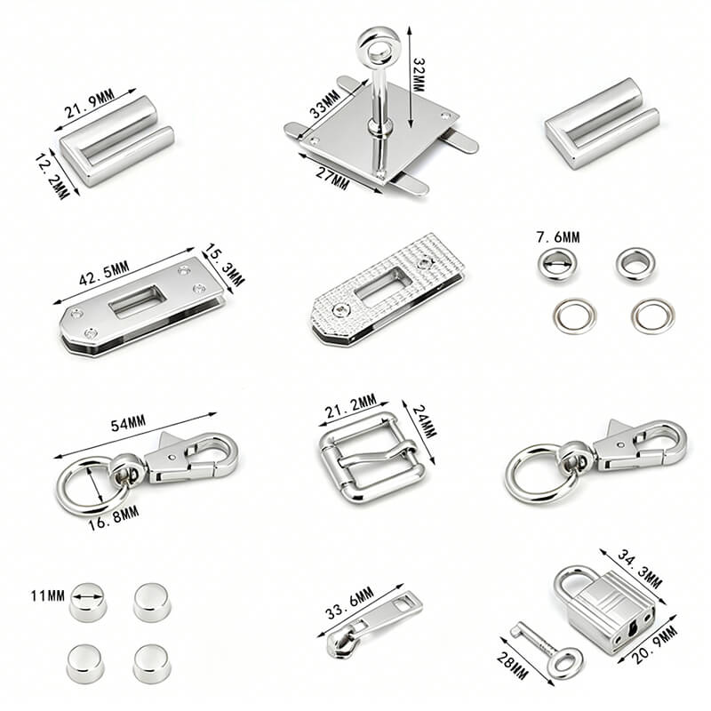 Birkin - Style Hardware Set - Babylon leather - Babylon LeatherBabylon LeatherHW01-Silver-Large
