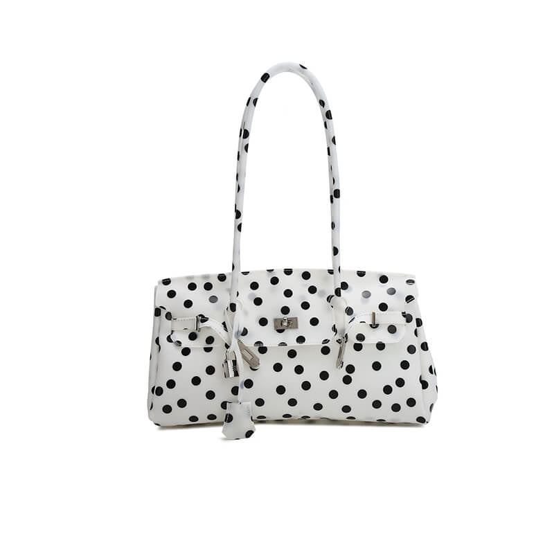 Birkin-Style Transparent Jelly Shoulder Bag - Babylon Leather - Babylon LeatherBabylon LeatherPP36-Polka Dot Speckled White