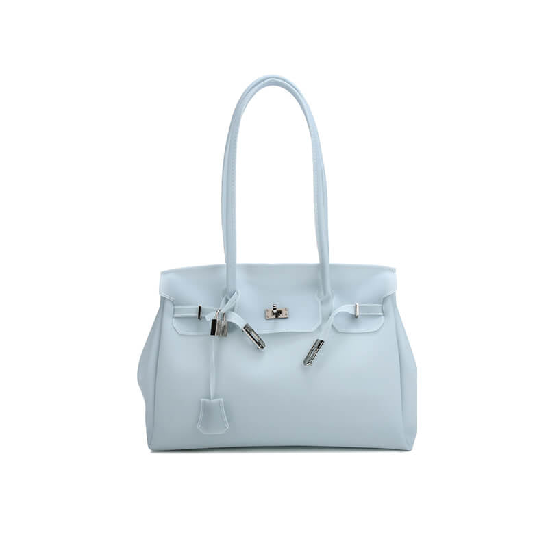 Birkin-Style Transparent Jelly Tote Bag - Babylon Leather - Babylon LeatherBabylon LeatherPP35-Blue