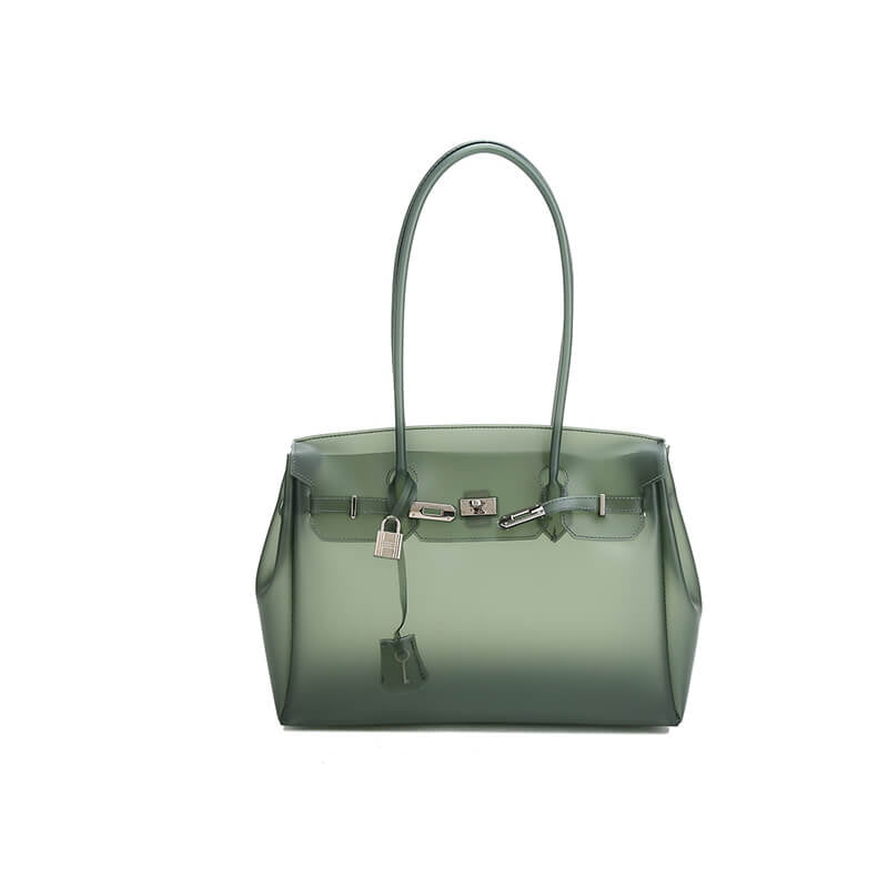 Birkin-Style Transparent Jelly Tote Bag - Babylon Leather - Babylon LeatherBabylon LeatherPP35-Green