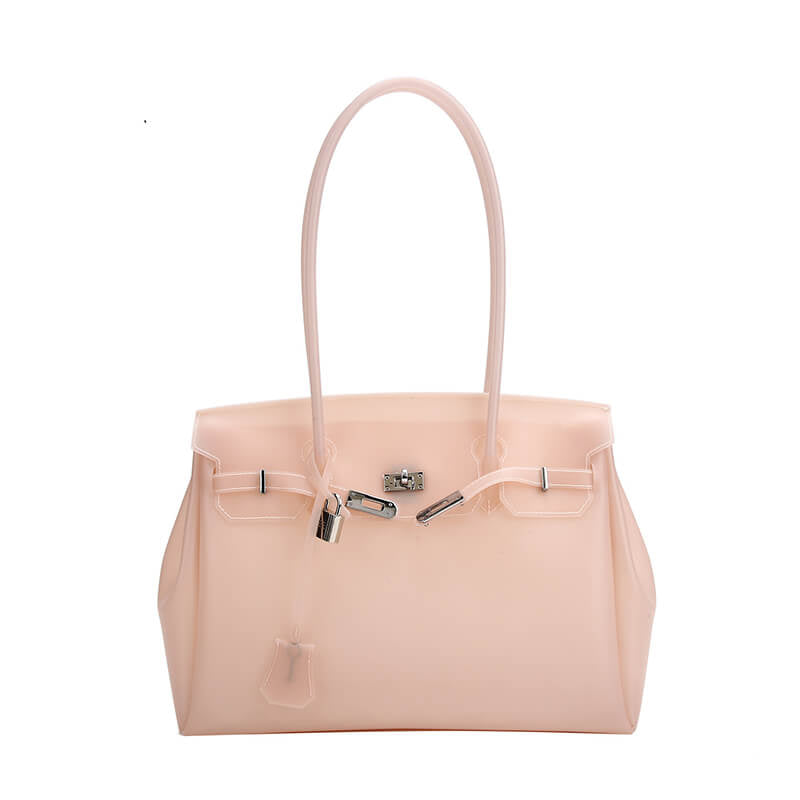Birkin-Style Transparent Jelly Tote Bag - Babylon Leather - Babylon LeatherBabylon LeatherPP35-Pink