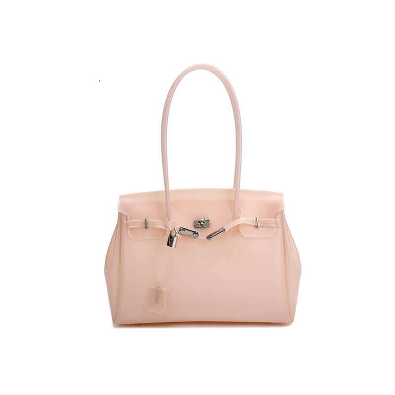 Birkin-Style Transparent Jelly Tote Bag - Babylon Leather - Babylon LeatherBabylon LeatherPP35-Pink