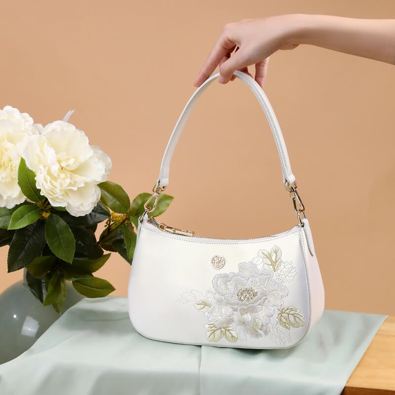 Bloom of Legacy Leather and Silk Crossbody Bag – Babylon Leather - Babylon LeatherBabylon LeatherTX128-White
