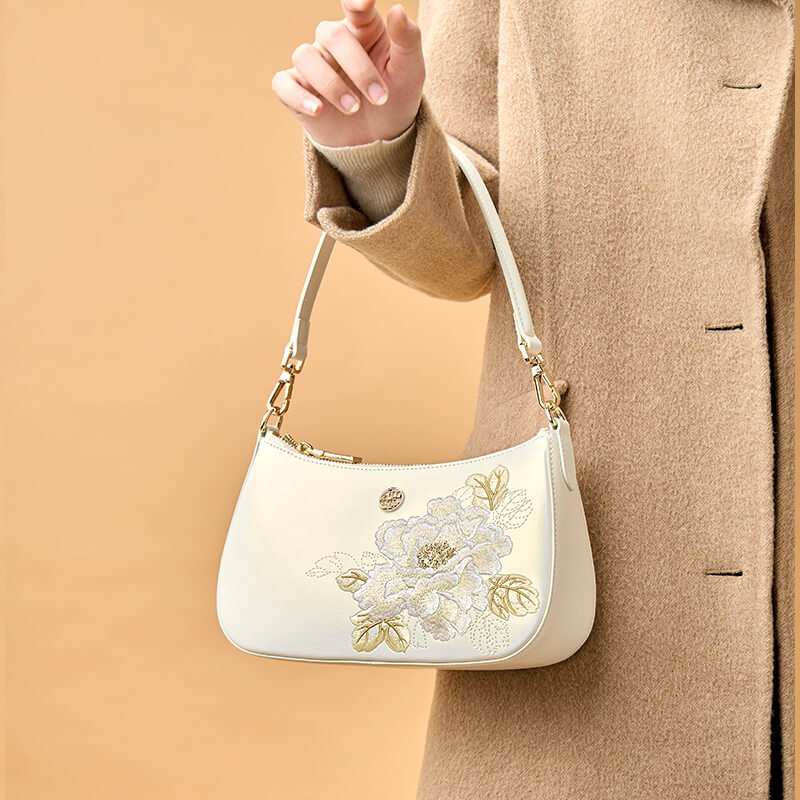 Bloom of Legacy Leather and Silk Crossbody Bag – Babylon Leather - Babylon LeatherBabylon LeatherTX128-White