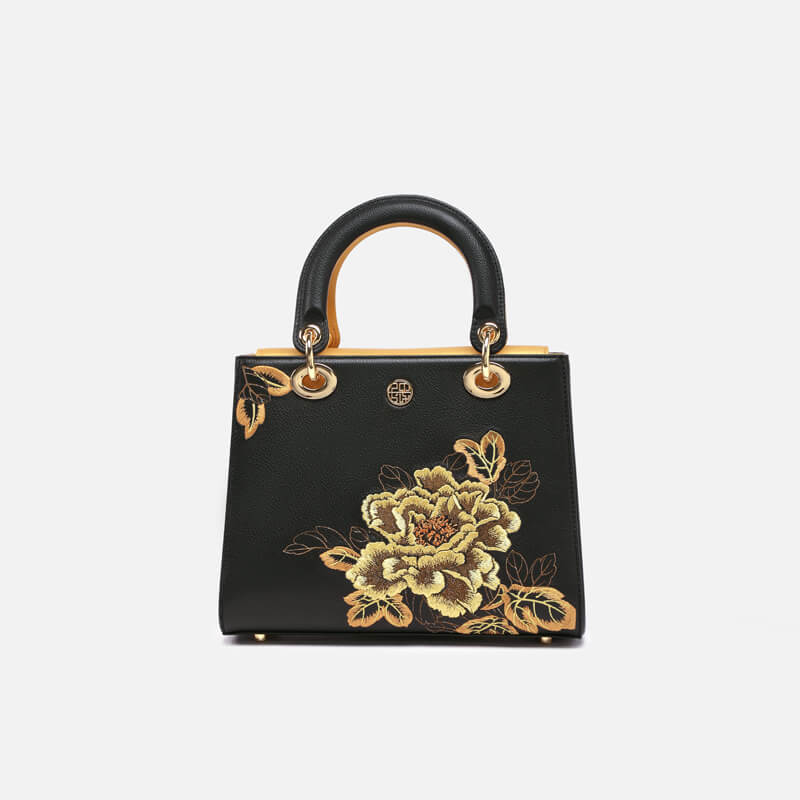 Bloom of Legacy Leather and Silk Mini Lady Handbag – Babylon Leather - Babylon LeatherBabylon LeatherTX130-Black