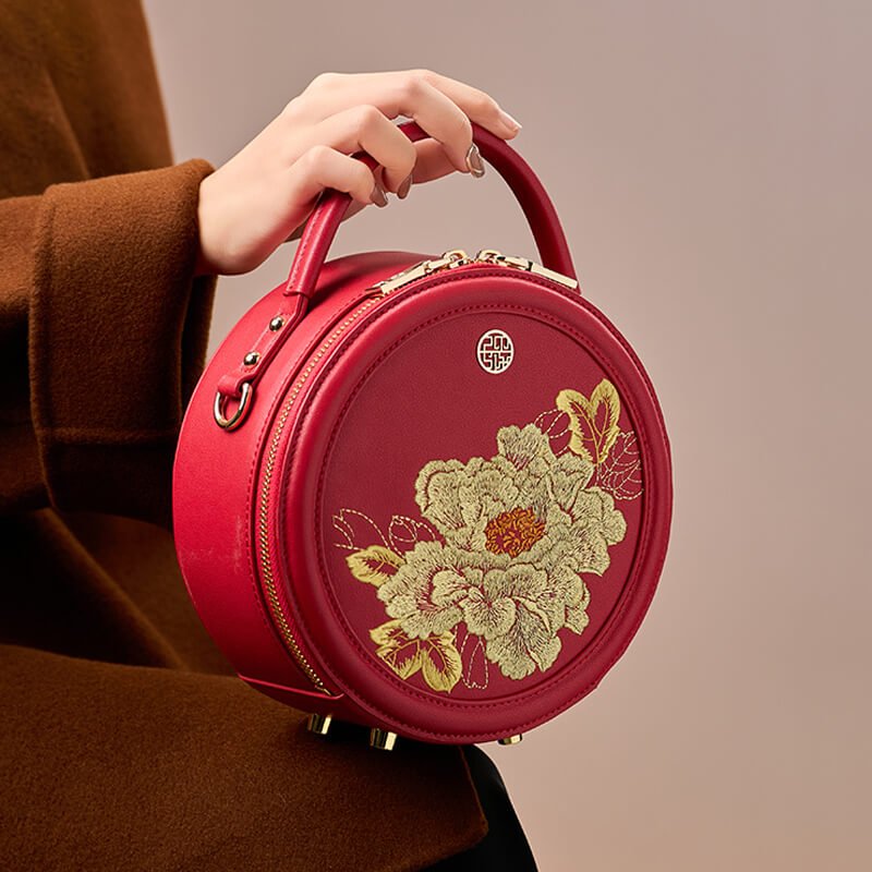 Bloom of Legacy Leather and Silk Round Crossbody Bag – Babylon Leather - Babylon LeatherBabylon LeatherTX129-Black