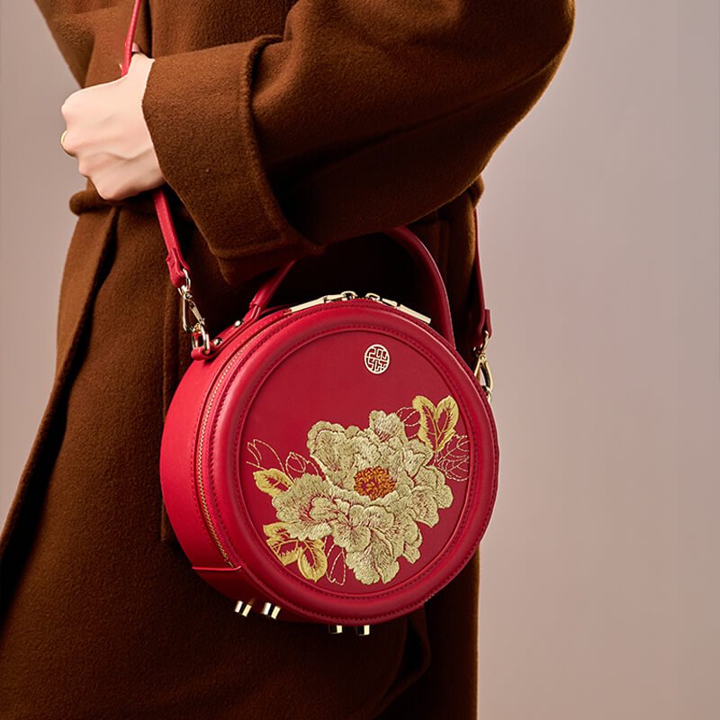 Bloom of Legacy Leather and Silk Round Crossbody Bag – Babylon Leather - Babylon LeatherBabylon LeatherTX129-Black
