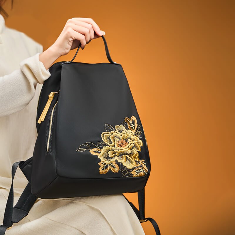 Bloom of Legacy Silk Backpack – Babylon Leather - Babylon LeatherBabylon LeatherTX127-Black