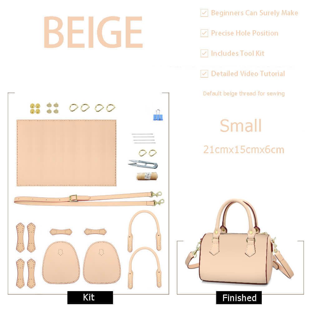 Boston - Style Leather Bag DIY Kit – Babylon Leather - Babylon LeatherBabylon LeatherSY10-Beige-Small-Color-Matched