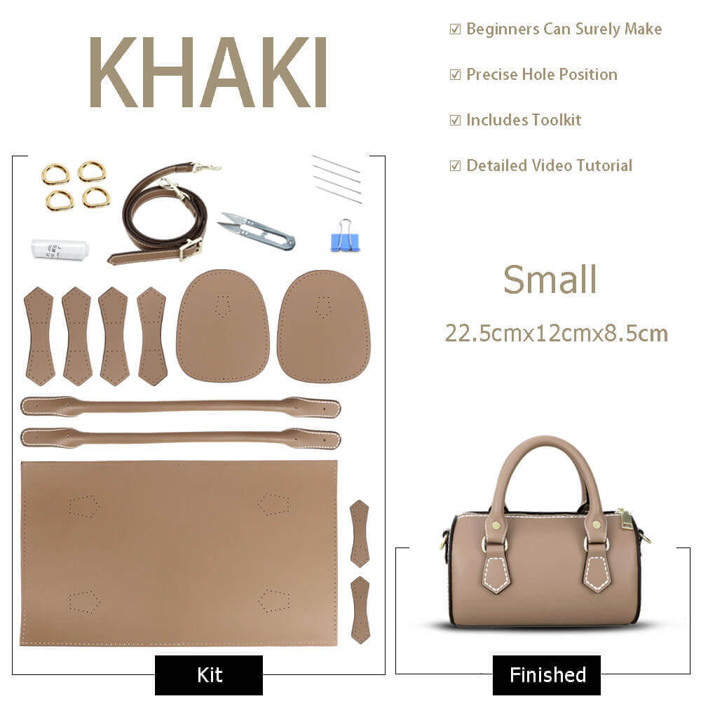 Boston - Style Leather Bag DIY Kit – Babylon Leather - Babylon LeatherBabylon LeatherSY10-Khaki-Small-White