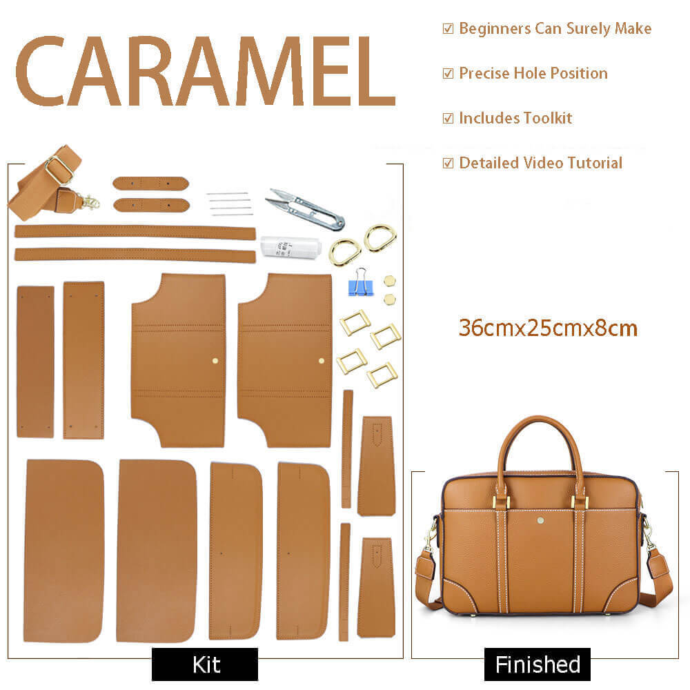 Business DIY Leather Handbag Kit – Babylon Leather - Babylon LeatherBabylon LeatherSY26 - Caramel - Color - Matched