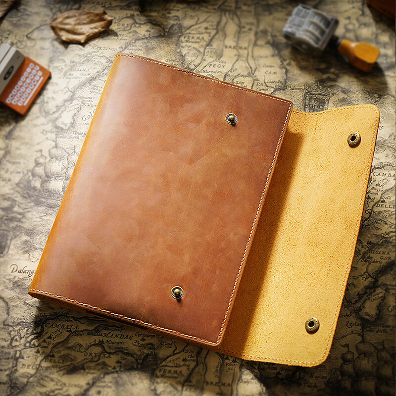 Crazy Horse Leather Snap Closure Notebook Cover A5 – Babylon Leather