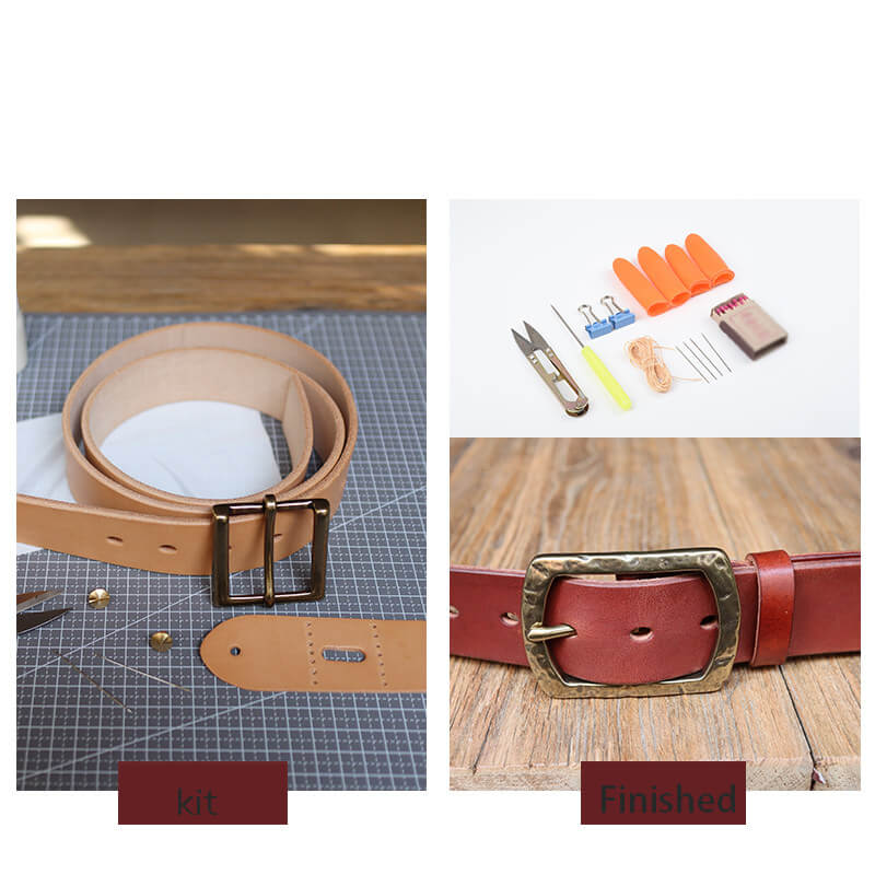 Men's Antique Brass Belt Veg Tanned Leather DIY Kit – Babylon Leather