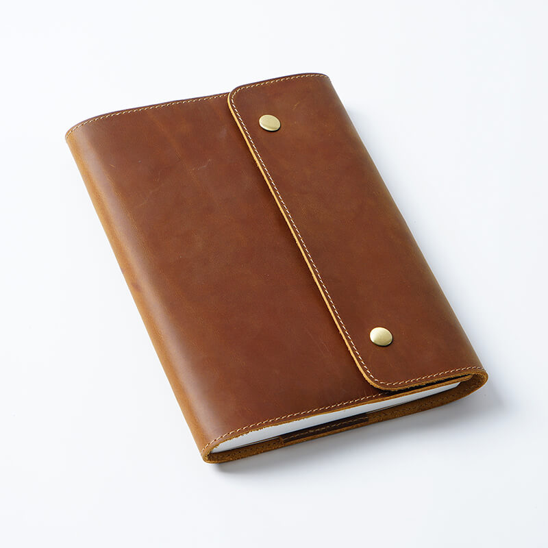 Crazy Horse Leather Snap Closure Notebook Cover A5 – Babylon Leather