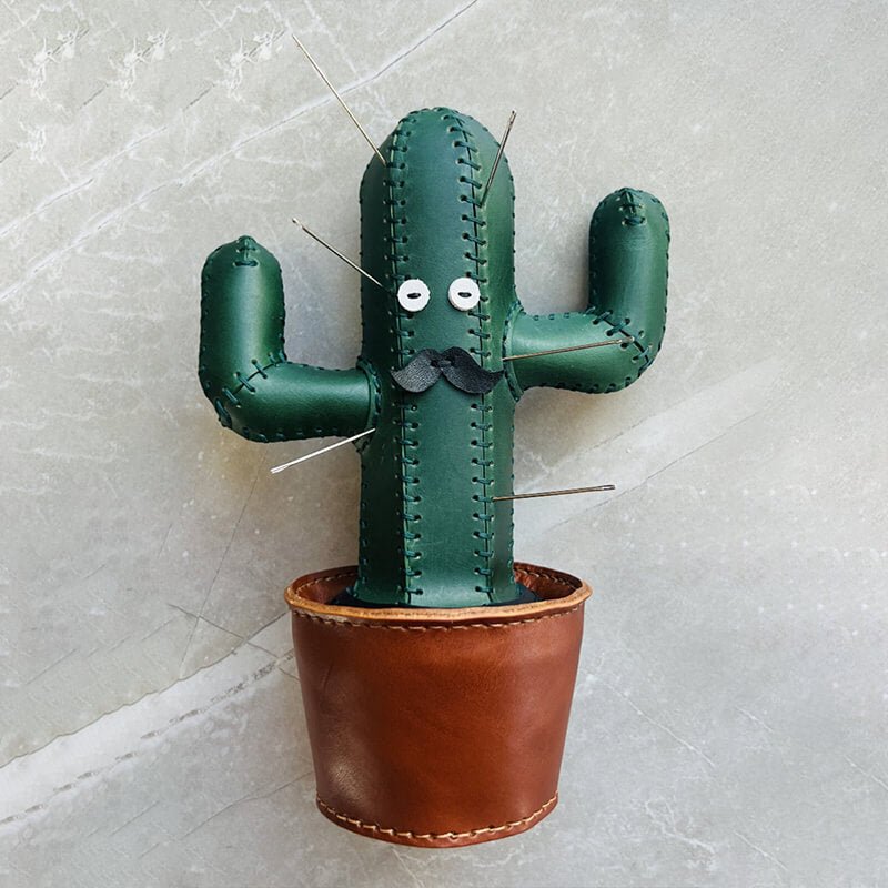 Cactus Potted Ornament DIY Kit – Babylon Leather - Babylon LeatherBabylon LeatherSG26-Green
