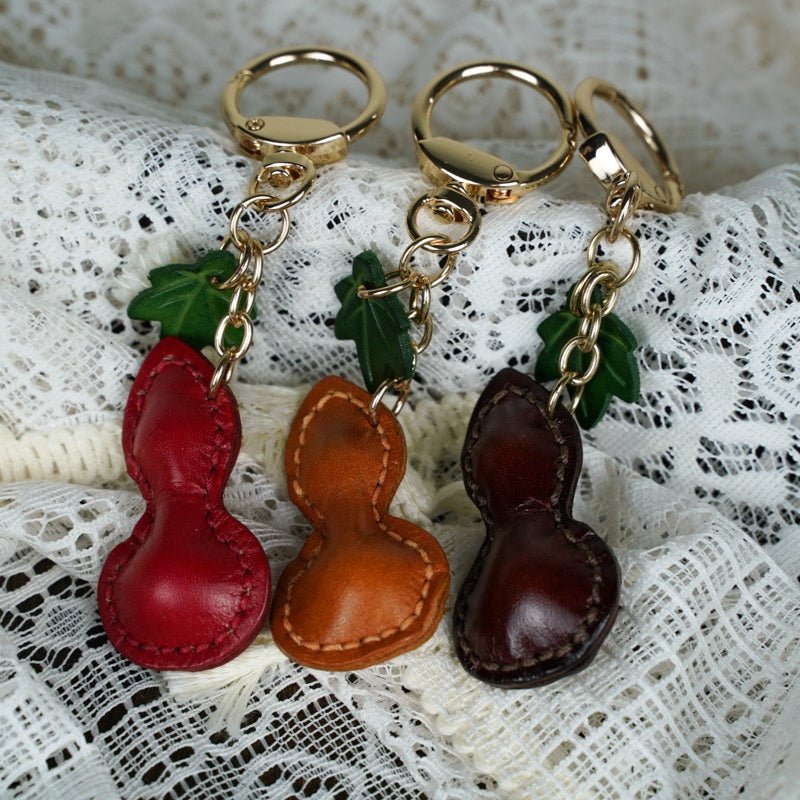Calabash Shape Leather Charm Keychain – Babylon Leather - Babylon LeatherBabylon LeatherLL61-Brown
