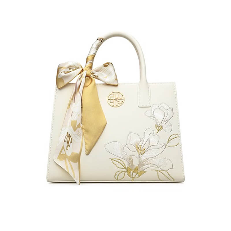 Calm Elegance Leather Embroidery Crossbody Handbag – Babylon Leather - Babylon LeatherBabylon LeatherTX179-Beige
