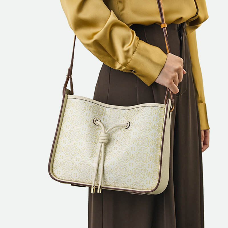 Calm Triumph Leather and Silk Shoulder Bag – Babylon Leather - Babylon LeatherBabylon LeatherTX075-White