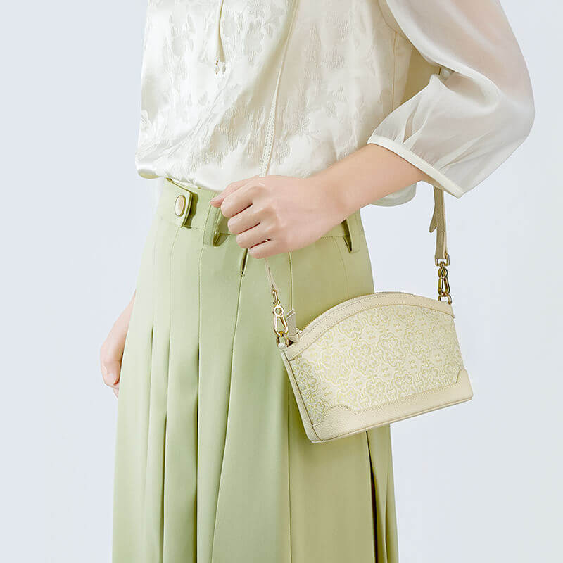 Calm Triumph Leather & Silk Crossbody Bag – Babylon Leather - Babylon LeatherBabylon LeatherTX073-White