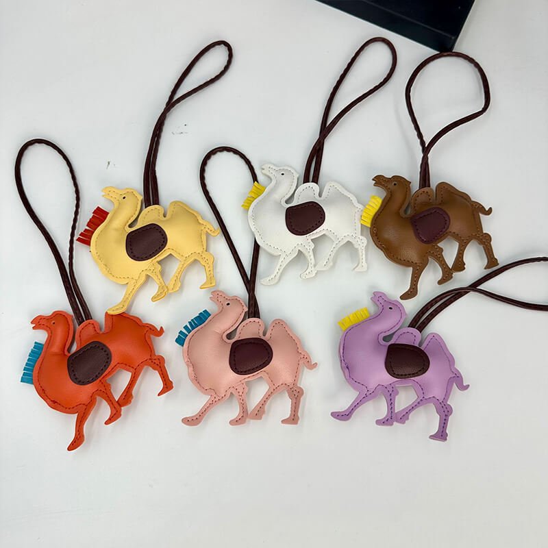Camel PU Leather Bag Charm Keychain - Babylon Leather - Babylon LeatherBabylon LeatherPP24-Orange