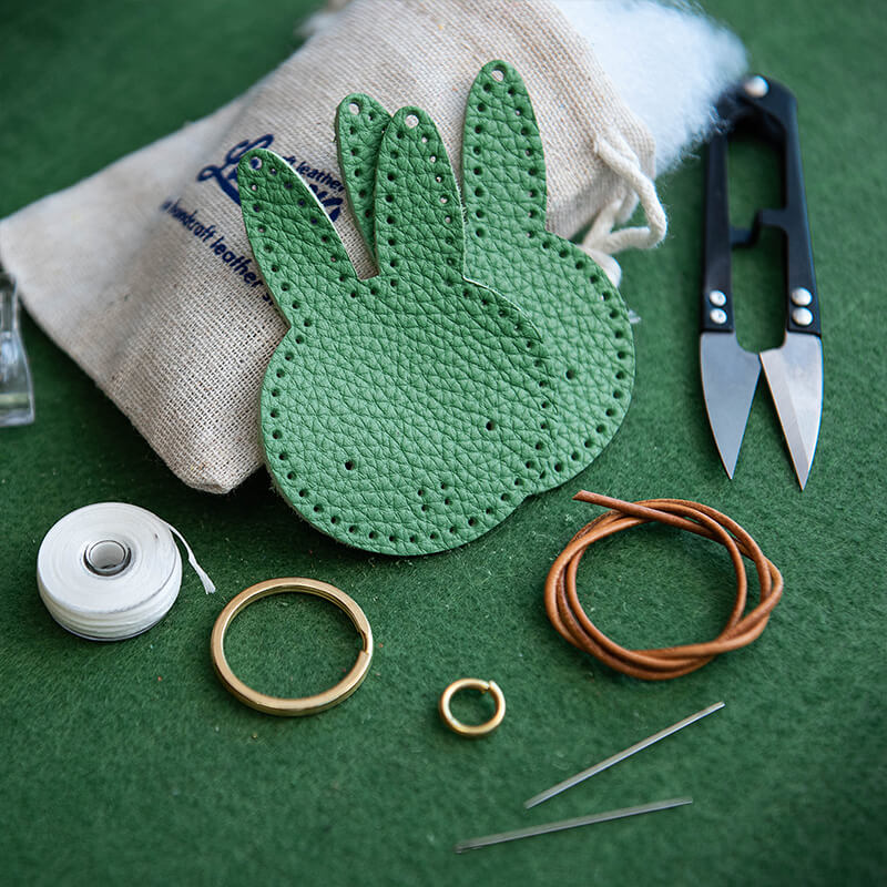 Cartoon Bunny Keychain DIY Leather Kit – Babylon Leather - Babylon LeatherBabylon LeatherLZ68-Green