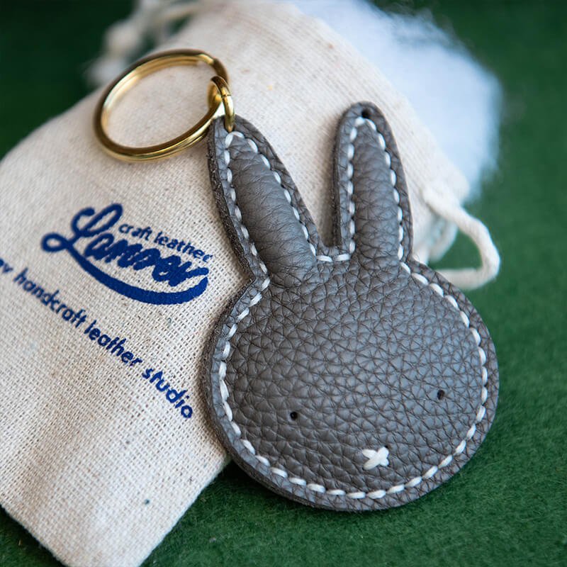 Cartoon Bunny Keychain DIY Leather Kit – Babylon Leather - Babylon LeatherBabylon LeatherLZ68-Grey