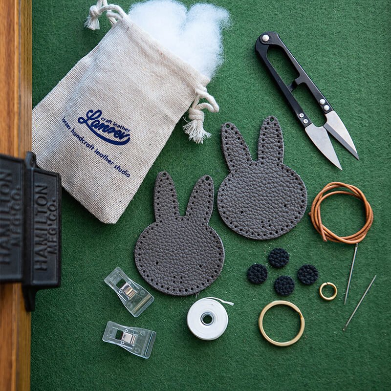 Cartoon Bunny Keychain DIY Leather Kit – Babylon Leather - Babylon LeatherBabylon LeatherLZ68-Taupe Gray