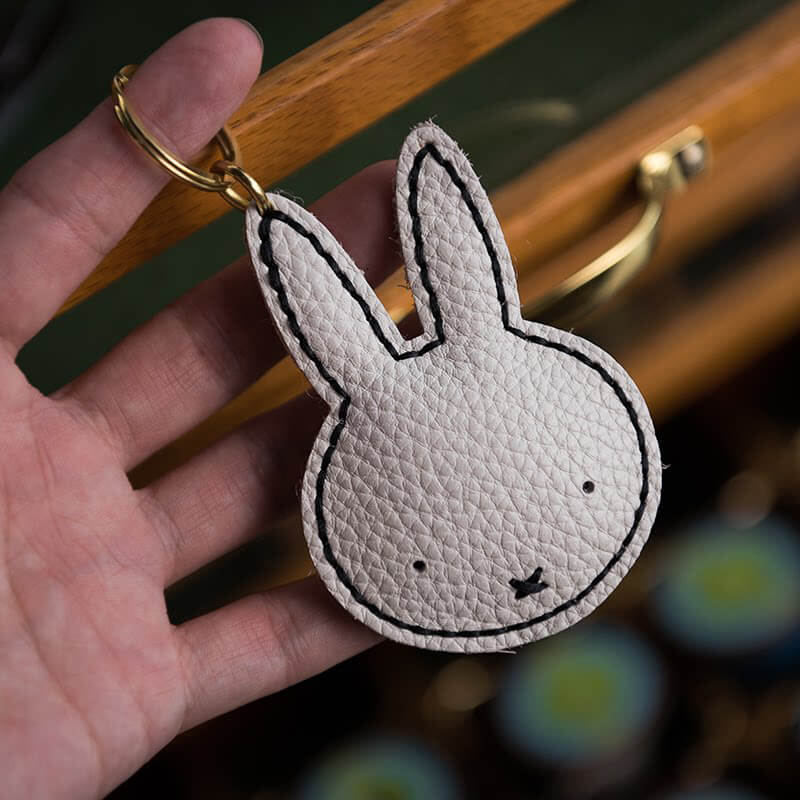 Cartoon Bunny Keychain DIY Leather Kit – Babylon Leather - Babylon LeatherBabylon LeatherLZ68-White