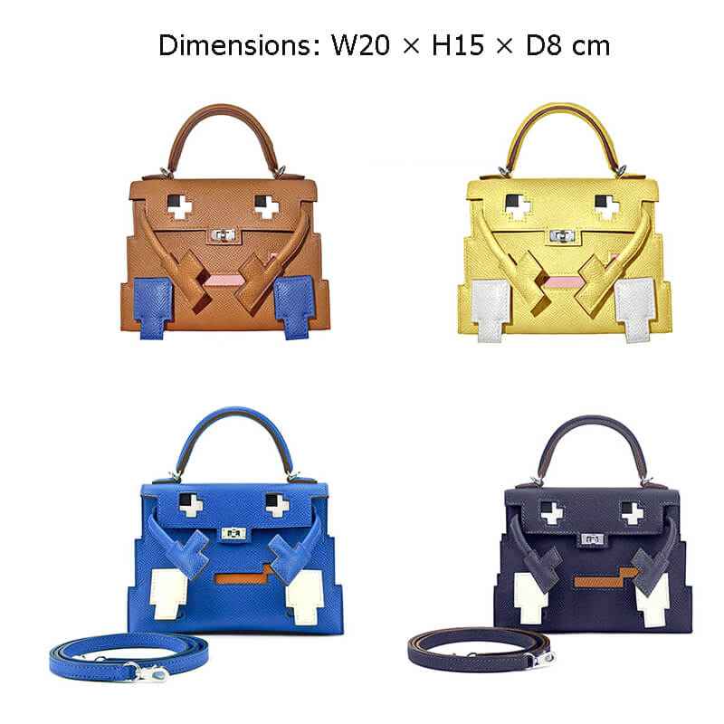 Cartoon Kelly-Style Epsom Leather Bag DIY Kit – Babylon Leather - Babylon LeatherBabylon LeatherSY23-Dark Blue-Silver-Color-Matched