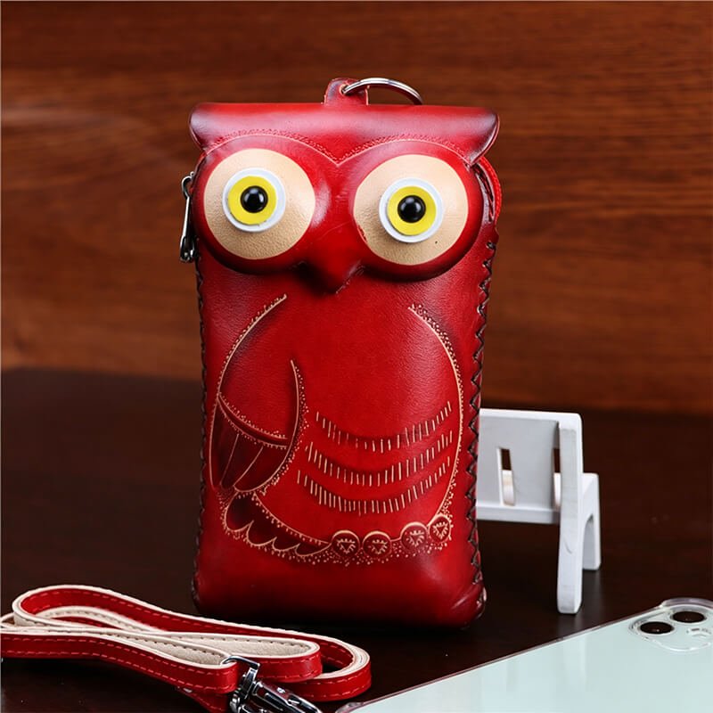 Cartoon Owl-Shaped Leather Phone Bag – Babylon Leather - Babylon LeatherBabylon LeatherLLZ130-Brown