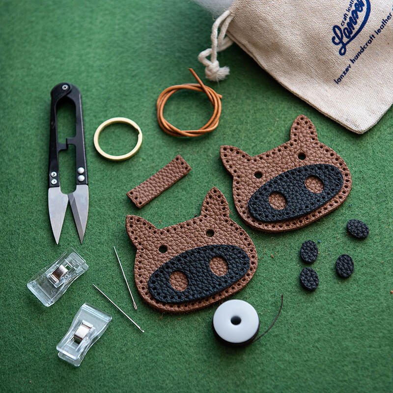 Cartoon Style Keychain DIY Leather Kit– Babylon Leather - Babylon LeatherBabylon LeatherLZ63-Brown